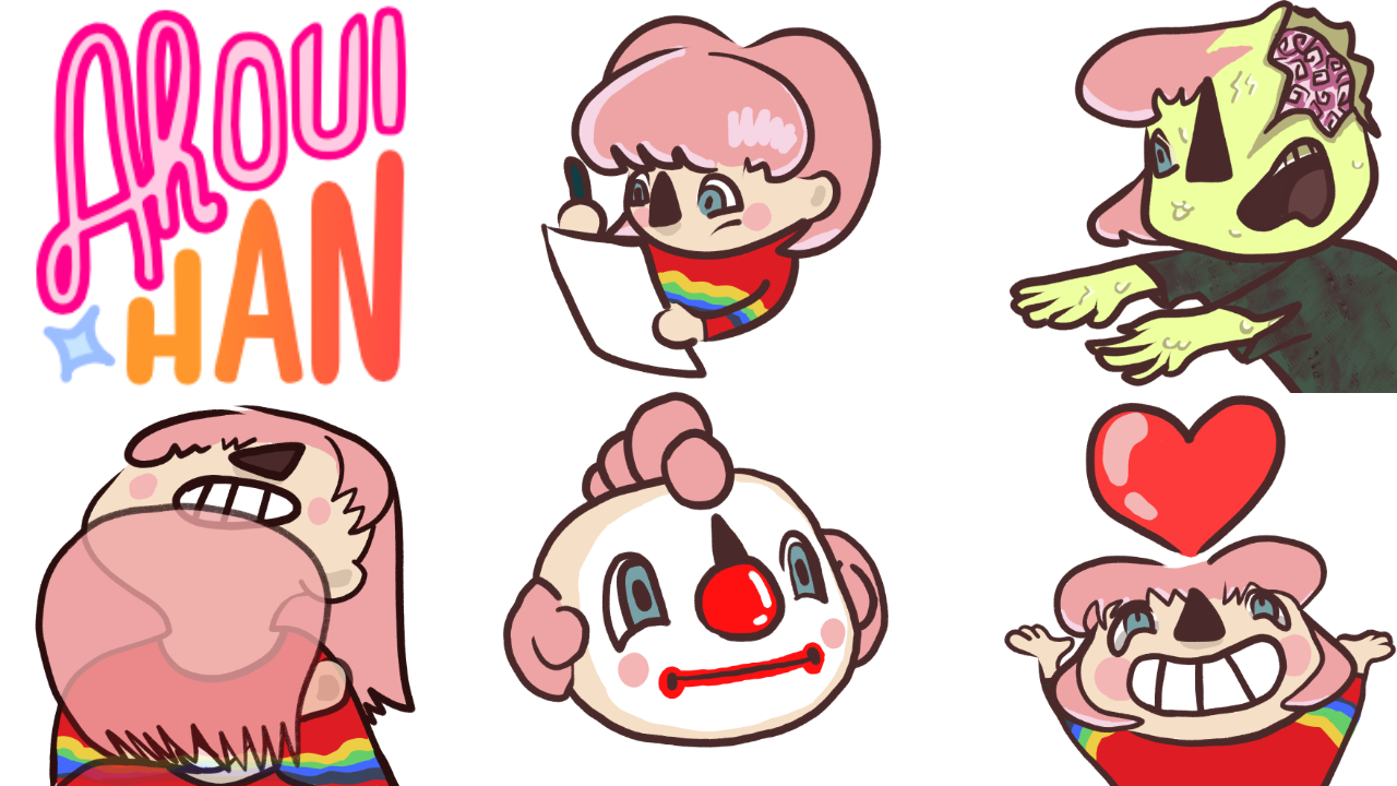 6 emotes fixes : Un texte 4ah oui han', une Georgic qui prend des notes, une Georgic zombie, une Georgic qui secoue sa tête, une Georgic clown, une Georgic avec un cœur au-dessus de sa tête